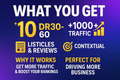 What You Get: 10 DR30–60; 1000+ traffic; listicles &amp; reviews; contextual
Why It Works: Designed to drive results with simple, transparent delivery.
Perfect For: Businesses that value performance and clarity.
Includes: Service fulfillment and reporting..

make it eye catching and high converting 