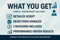 What You Get: Detailed script; objections; 2 revisions
Why It Works: Designed to drive results with simple, transparent delivery.
Perfect For: Businesses that value performance and clarity.
Includes: Service fulfillment and reporting.

Make eye catching and high converting