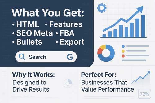What You Get: HTML; features; SEO meta; FBA bullets; export
Why It Works: Designed to drive results with simple, transparent delivery.
Perfect For: Businesses that value performance and clarity.
Includes: Service fulfillment and reporting..

Make eye catching and high converting 